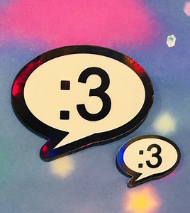 Y2K Emoticon Colon 3 Holographic Sticker SET OF 2 - Etsy