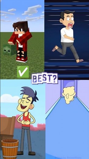 "Which Running Animation is the BEST?💨MinecraftvsCartoon#cartoon#shortvideo
