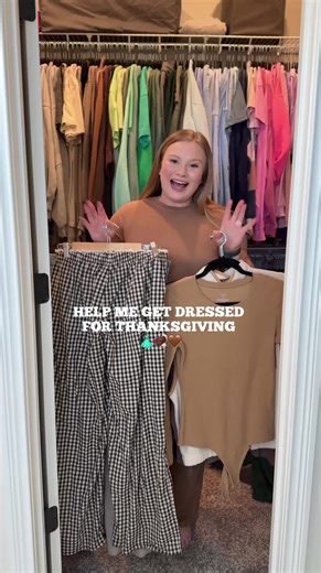 I almost went with the dress, it’s so cute but I knew it wasn’t a dressy thanksgiving and I would probably be uncomfy, what do we think? Did I pick the right one? #getdressedwithme #ootd #leximae #trending #thanksgiving