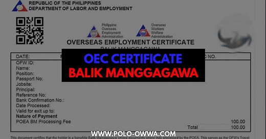 OFW Balik Manggagawa | Apply OEC (Overseas Employment Certificate)