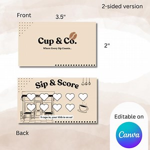 Cafe Loyalty Card Template – Editable Canva Punch Card for Coffee Shops, Bakeries, or Small Business | Digital Download - Etsy UK