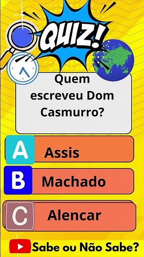 SABE OU NÃO SABE? Quem Escreveu Dom Casmurro 📚 Quiz Rápido