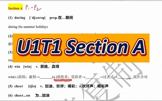 仁爱版英语八年级上册Unit1Topic1 Section A 词汇精讲