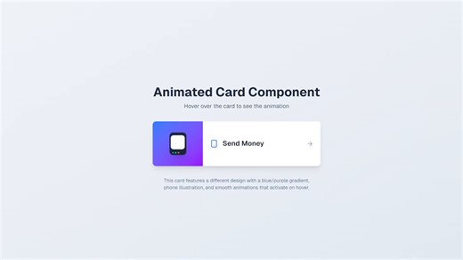 Animated Card Component - Send Money Interaction