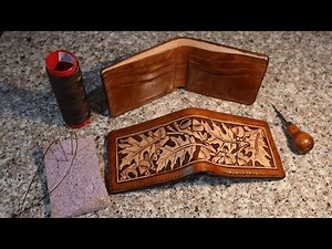Hand carved oak leaf wallet
