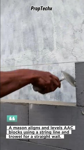AAC Block Wall Leveling with String Line! #Construction #Masonry #Shorts