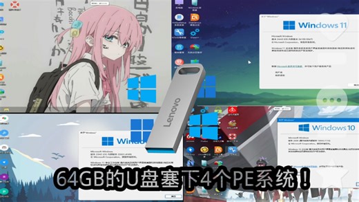 我往一块64GB的U盘里面安装了4个Windows PE 系统？！【成果演示 安装教程】