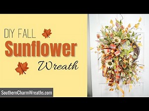 DIY Fall Sunflower Leaf Wreath on a Grapevine