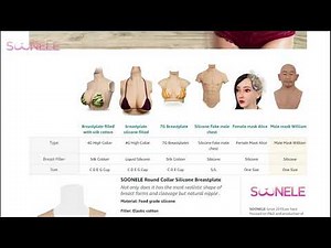 SOONELE Silicone Breastplate Round Collar C-F Cup Silicone Breast Forms