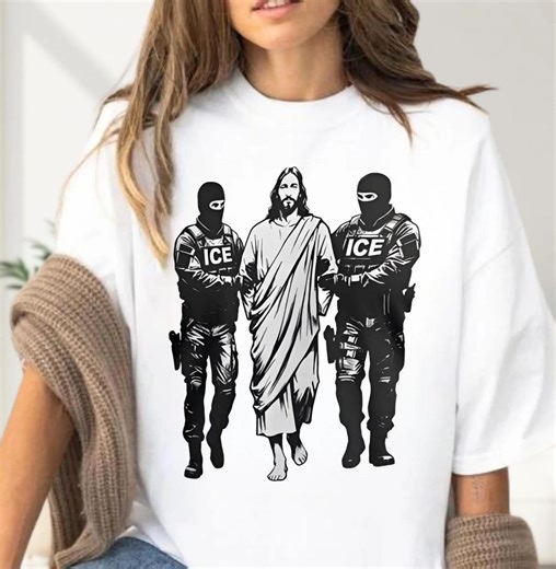 Jesus Arrested Parody Anti ICE T-shirt, Stop Ice Raids Shirt, Anti Fascism Tee, Sarcastic Immigrant Rights Shirt - Etsy