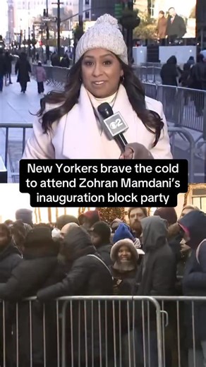 CBS News New York on Instagram: "New Yorkers started lining up around 9 a.m. to attend Zohran Mamdani’s inauguration day block party on Broadway Between Liberty and Murray Streets. You can catch all the action streaming live at our link in bio."