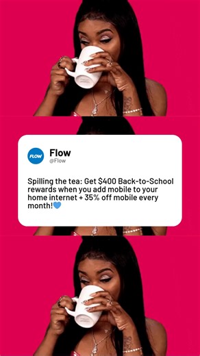 No secrets here—when you add mobile to your home internet, you walk away with $400 in Back-to-School rewards and 35% off mobile every month. 💙 #FlowDominica #FlowBacktoSchool | Flow