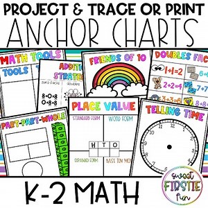 K-2 Primary Project and Trace or Print Interactive Anchor Charts - Math