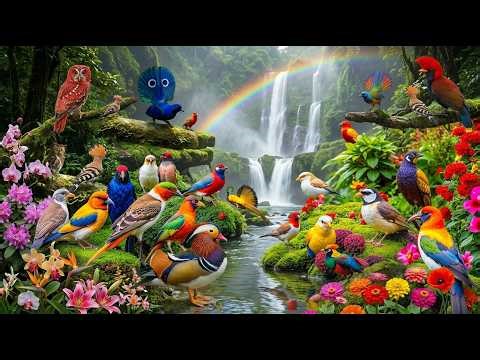 Amazon Rainforest Birds & River Flow | Deep Relax 🌳🦩🦚🌈🌺#BeautifulBirds #AnxietyRelief #RiverSounds