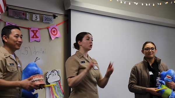 ðŸ¦·Navy dentists protect smiles U.S. Navy dentists and hygienists from Naval Health Clinic Lemoore strengthen family readiness by equipping military children with habits that support long-term health, resilience, and reduced medical burden on families. Students from preschool through third grade at Neutra and Akers Elementary School learn the tools and techniques to keep their smiles shining bright. #BravoZulu #Navy250 #Freedom250 | Navy Medicine