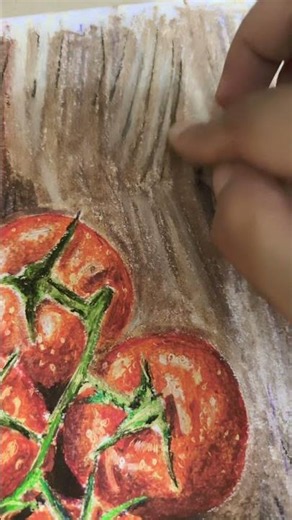 Realistic Tomatoes Drawing with Oil Pastels 🍅 | Easy Oil Pastel Art 🪄@ArtistRituKhatri #viralshort