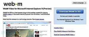 WebM for IE9 外掛『技術預覽』版開放下載！