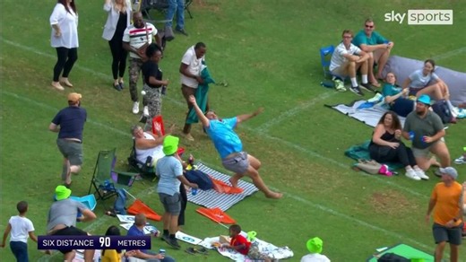 When a crowd catch goes wrong... Commentators left laughing at fan fail!