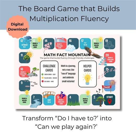 Multiplication Board Game • Math Fact Mountain • Printable Math Game • Homeschool Math Games • 3rd 4th Grade • Times Tables Practice - Etsy