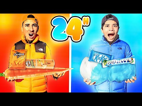 24H VIVRE MANGER UNE SEULE COULEUR !😈(BLEU VS ORANGE ONE COLOR CHALLENGE)