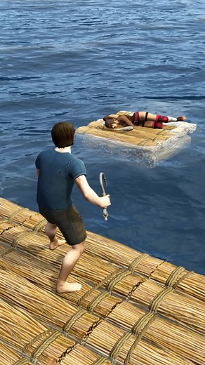 Building Raft Together to Save Her in Raft Survival Game