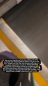 My service dog Henny first time. Riding The little mermaid ride at Disney World. Before we got on the cast member put the ride and moving walk way to a complete stop before we got in. Henny definitely enjoyed this ride looking around at everything. And at the end he laid down relaxing watching the rest so proud of him🧡🤎🧡🥰🥰🥰😊😊😊🐾🐾🫶🏾🫶🏾🫶🏾❣️Service dogs can ride any ride with their handler. That doesn’t have a height requirement and is safe.Always remember Disney World only allows ta