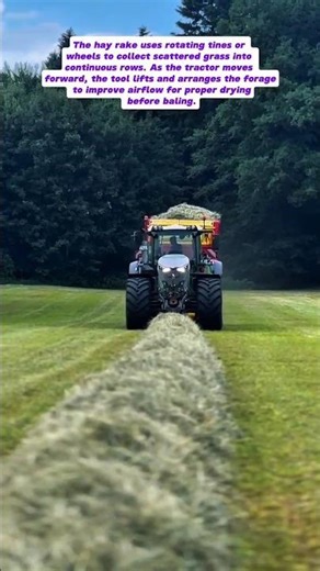 Modern Tractor Raking Hay for Efficient Farming | Agricultural Technology