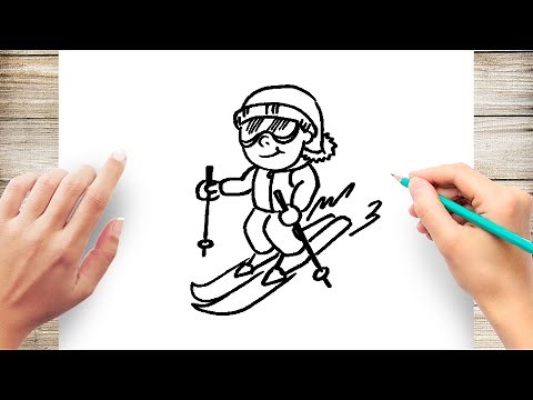 How to Draw Skier Step by Step