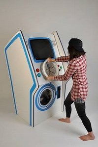 Washing machine/stand up video game