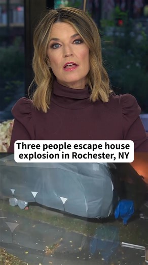 Three people were hospitalized on Monday after a house exploded in a neighborhood near Rochester, New York. Security cameras from a nearby home captured the moment before the house collapsed and caught on fire. It is unclear what caused the explosion. | Today Show
