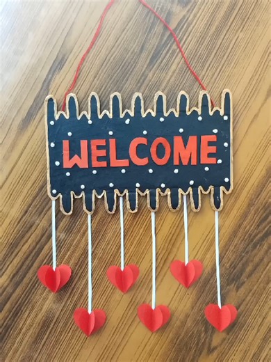 DIY Hanging Welcome Sign from Cardboard