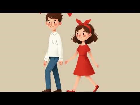 Free Green Screen Animation | Cartoon Couple Walking | Love & Romance Background Video
