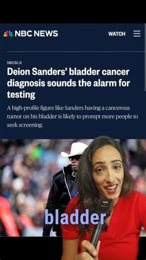 Rena Malik, MD | Urologist on Instagram: "Bladder cancer is no joke. Coach Deion Sanders chose one of the most advanced treatments out there to beat it. This surgery removes the bladder and creates a new one using your intestines. It's intense, expensive, and requires a long recovery but it can be life-saving. Remember: Blood in your urine, whether visible or microscopic, is the #1 early sign of bladder cancer. If you see it, don’t wait. Early diagnosis saves lives. Tag someone who needs to hear