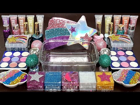 Shooting Star Slime Mixing Makeup,Parts, Glitter Into Slime! Satisfying Slime Video ASMR