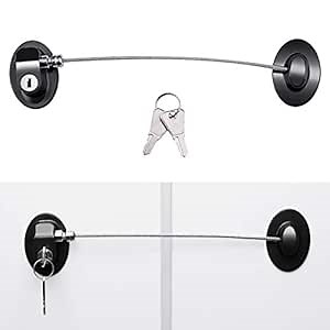 2 Pack Refrigerator Locks with 4 Keys,Child Safety Fridge Lock,Refrigerator Lock Combination,Mini Fridge,File Drawer,Toilet Seat Lock with Strong Adhesive (Black)