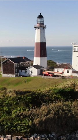 Montauk, NY: Drone flight over the surfing village on the Long Island peninsula