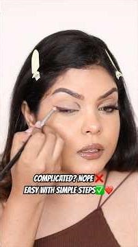 Brown Eyeshadow with Gold Glitter Eye makeup in easy steps ✨