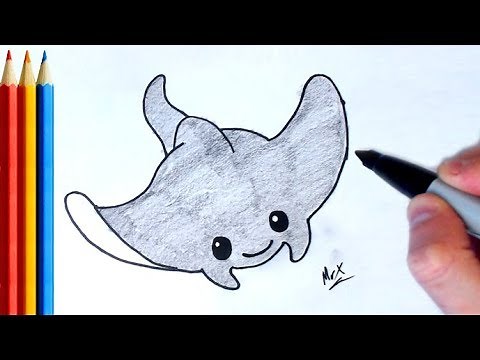 (fast-version) How to Draw Stingray - Step by Step Tutorial For Kids