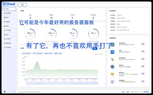 今年开源项目黑马-1panel，目前可能是最适合个人的linux面板。