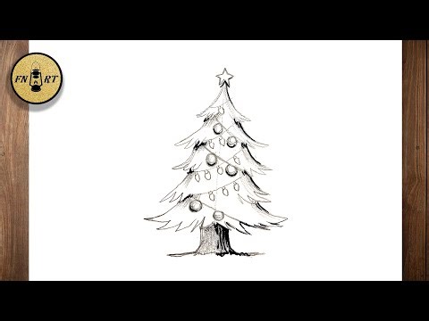 How to draw a realistic christmas tree with pencil