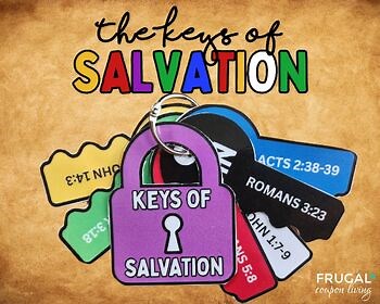 Keys of Salvation Craft for Kids, Color Gospel Printable Salvation Card Set
