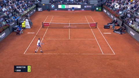 Casper Ruud Wins Incredible Tweener Point vs Matteo Berrettini | Rome 2025