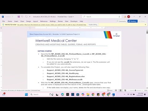 New Perspectives Access 365 | Modules 1-4 SAM Capstone Project A | Merriwell Medical Center