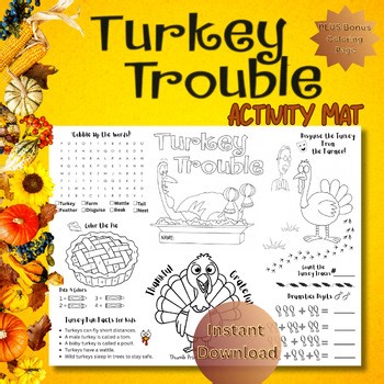 Turkey Trouble Read-Aloud Activity Pack | Thanksgiving Literacy & Math Fun | GT