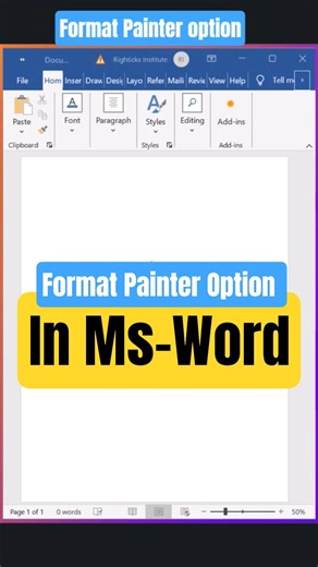 Format Painter Option In Ms-Word | Format painter option ka use #mswordtips #word #computer