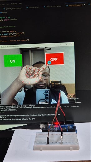 Bouton on off virtuel #python #opencv #arduinoproject