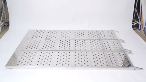 Aluminum Tri Fold Ramp with Treads, Extra Wide Loading Ramps 4500lb Capacity/1500lb Per Section Heavy Duty Trailer Ramps for Motorcycles ATV/Utv Lawn Mowers Tractors