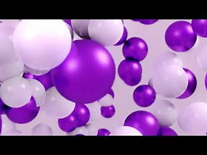3D white purple party balls balloons animated background video ,Copyright FREE , Birthday background