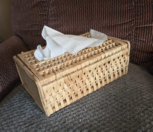 Wicker Tissue Box Holder - 1980's Basket Style - Hinged Lid -wooden Sides - Etsy