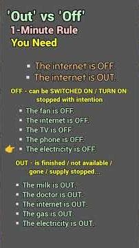 'OFF' or 'OUT'? "The One - Minute - Rule" You Need